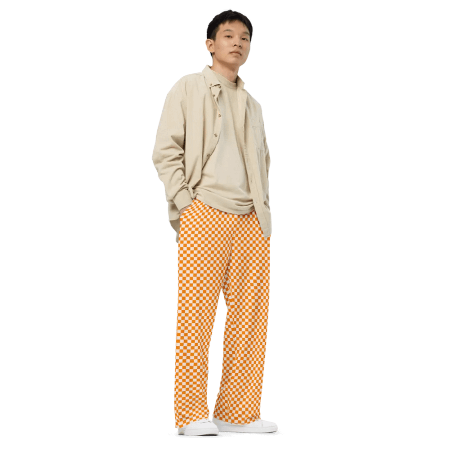 Orange and White Checkered Pants Unisex 2XS - 6XL Sizes product image (3)