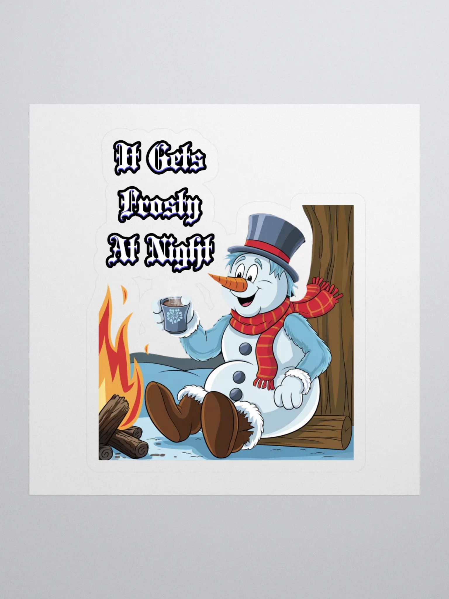 It Gets Frosty At Night - Snowman Relaxing With A Cup of Cocoa product image (1)