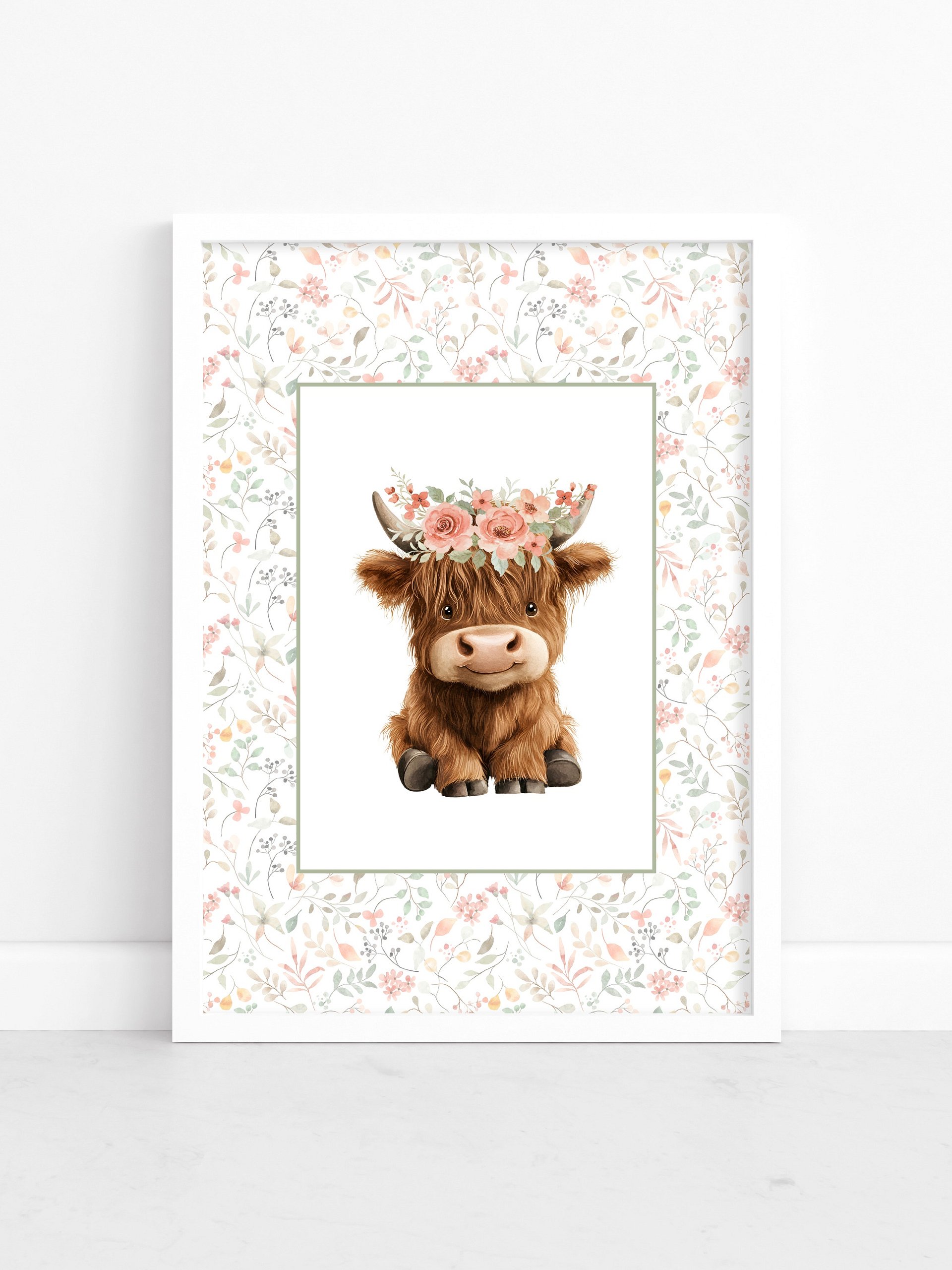 Highland Cow with Watercolor Florals product image (1)