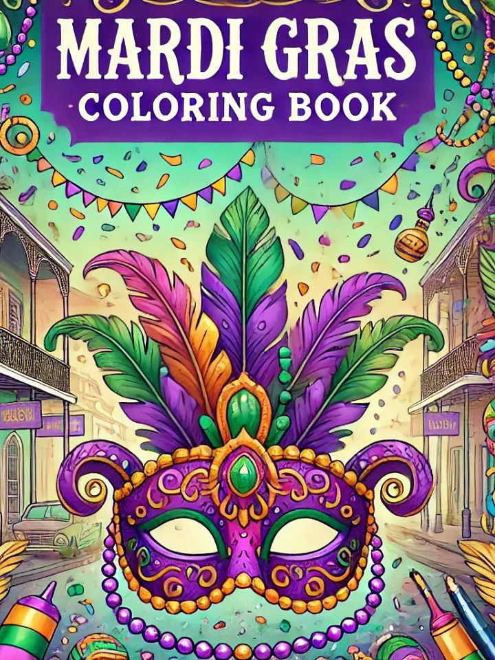 Mardi Gras Cutie Coloring Book for Adults: Calming Coloring Pages for Women, Relaxation Hobby Activity Book, Simple Coloring Line Art for Seniors product image (1)