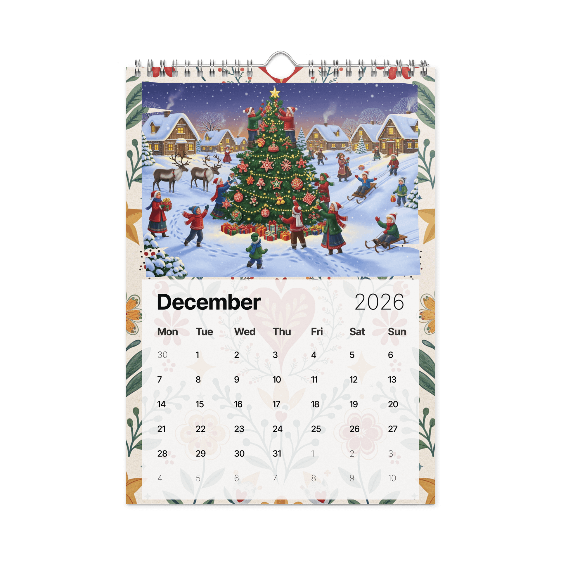 Heart & Harvest – Folk Art Wall Calendar 2026 | Hand-Painted Village Seasons, Colorful Traditional Art for Home & Office product image (4)