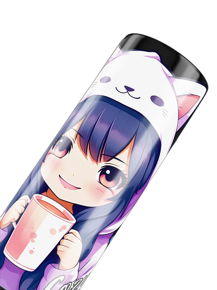 Cozy Kawaii Anime Girl 20 oz Skinny Stainless Steel Tumbler - Black product image (6)