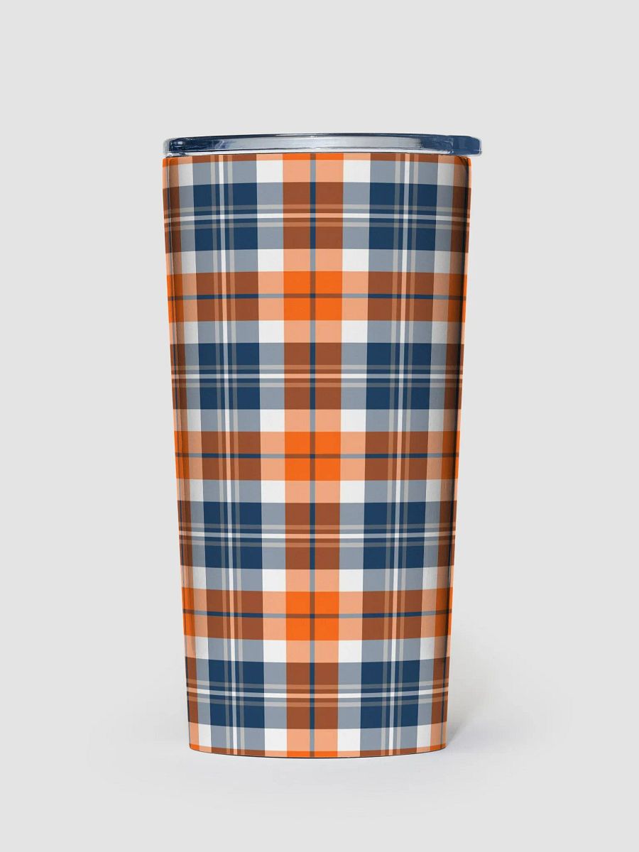 Orange and Blue Sporty Plaid Travel Tumbler product image (2)