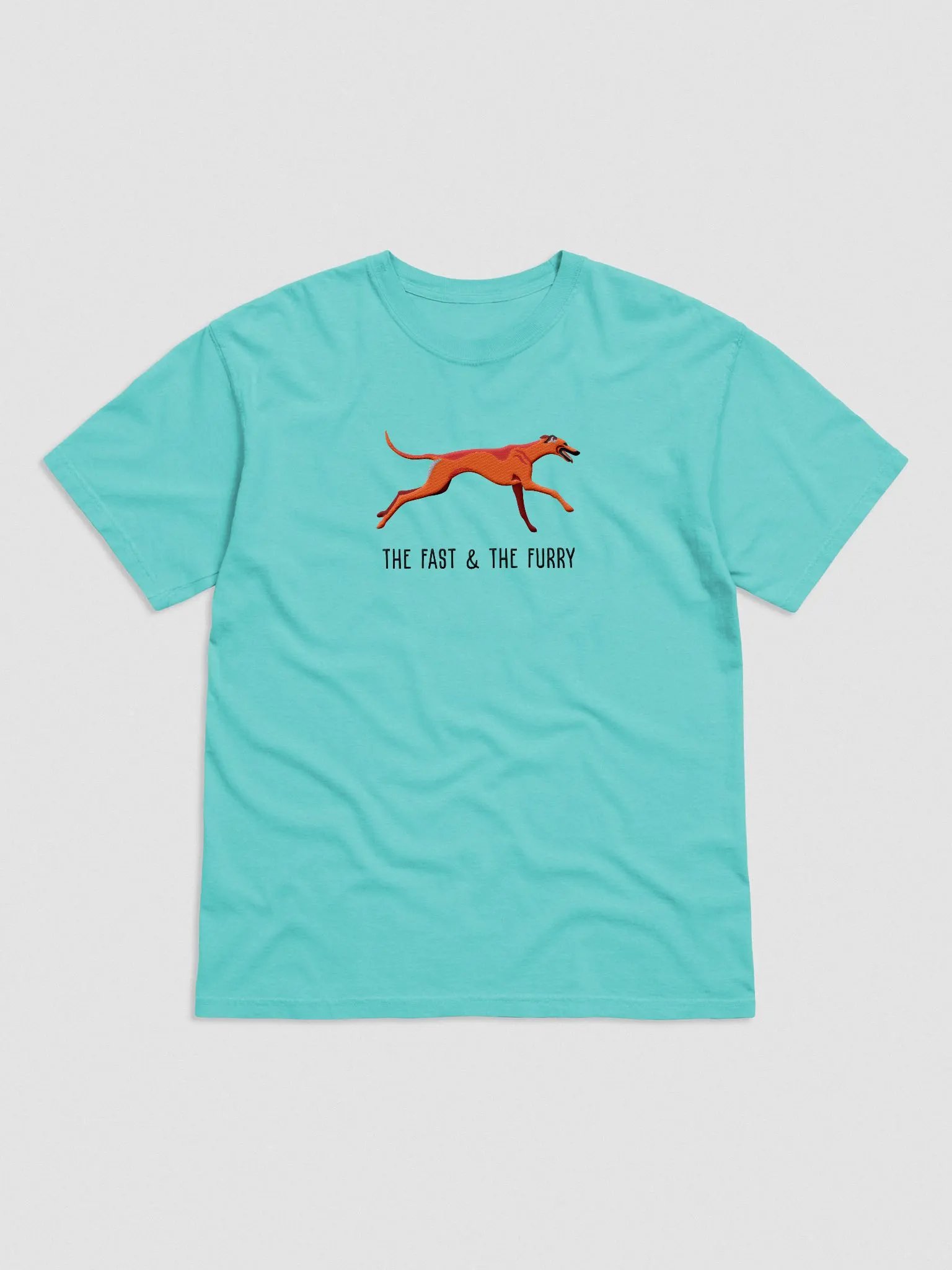 The Fast & The Furry T-Shirt(Embroidered) of a Greyhound(Red) product image (4)