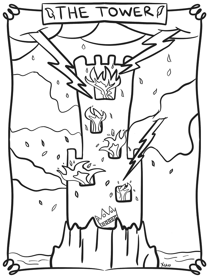 Tower Tarot Coloring Page product image (1)