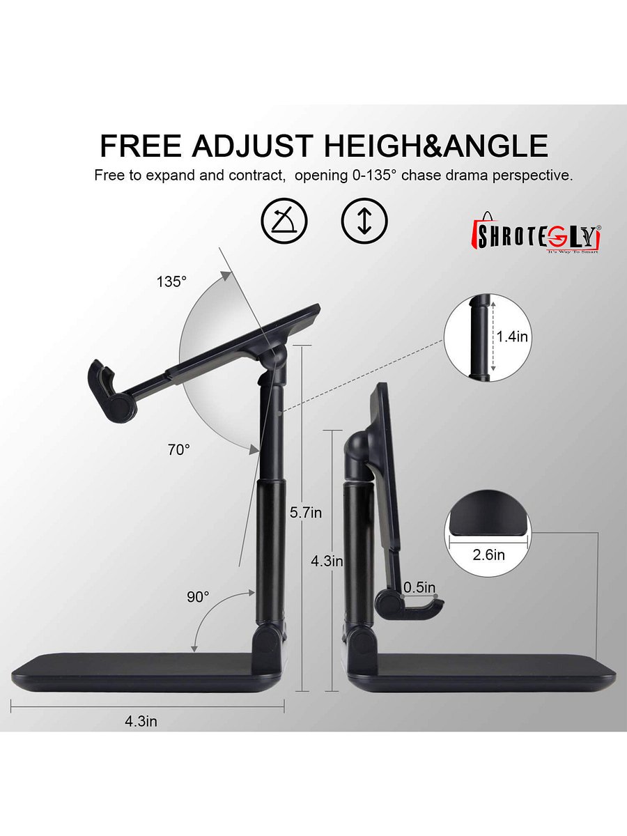 Mobile Holder Stand Adjustable and Foldable for Phones ( Black ) Pack of 1 product image (3)