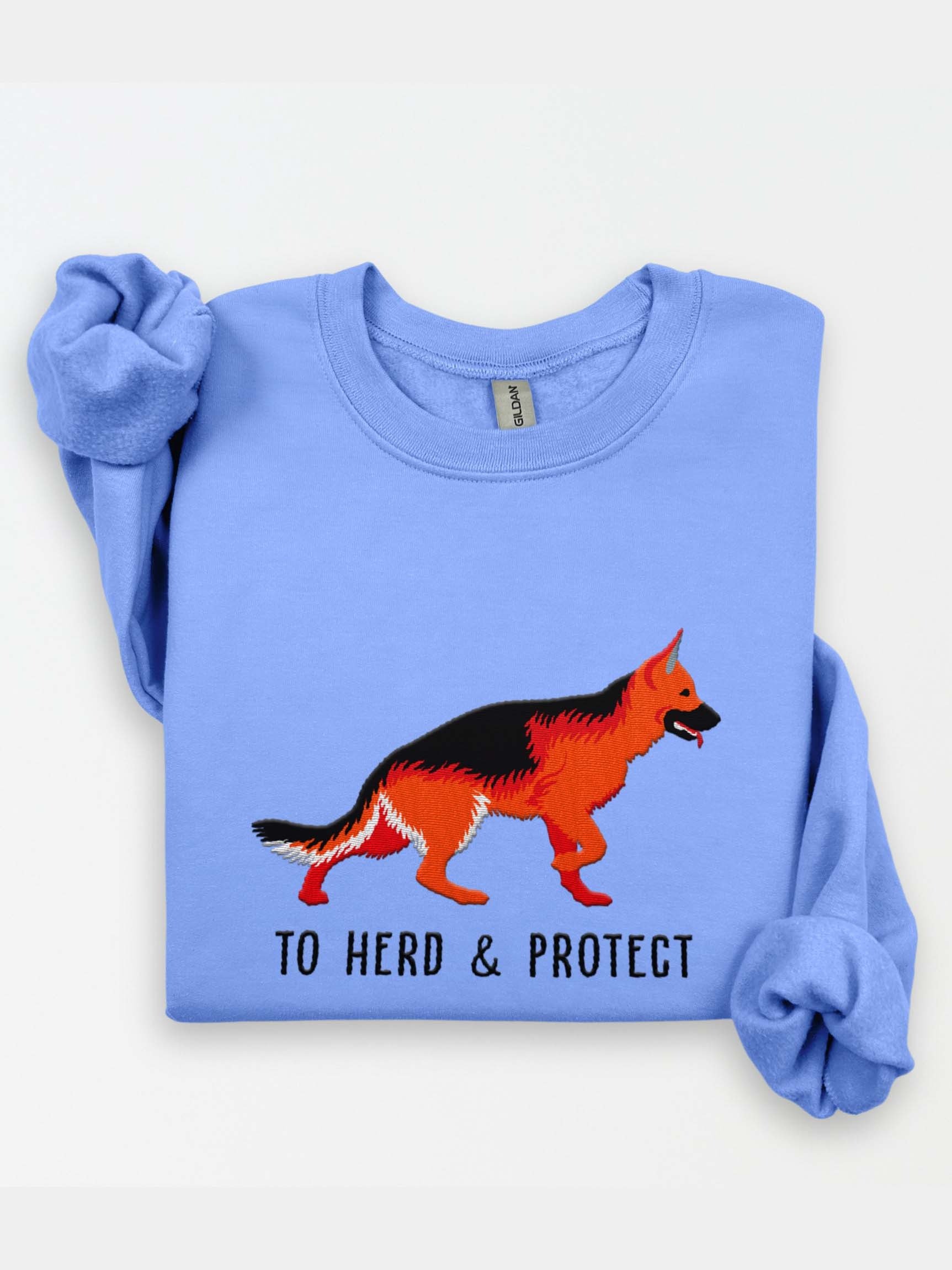 To Herd & Protect Sweatshirt (Embroidered) of a German Shepherd(Red) product image (1)