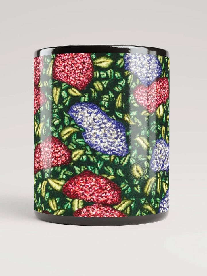 HYDRANGEAS III black glossy mug product image (2)