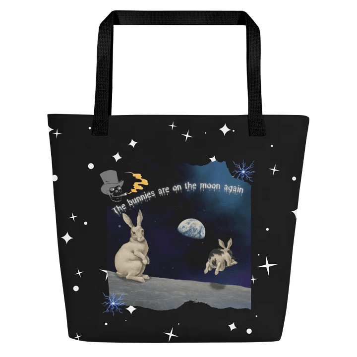 KC, Bunnies on the Moon, Black Tote product image (1)
