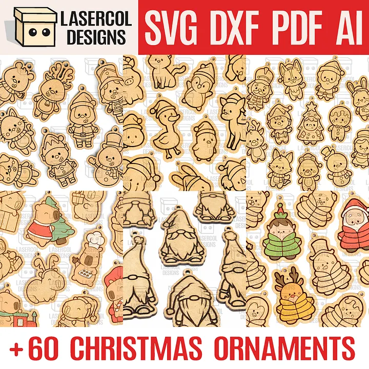 Christmas Ornaments Bundle Set 2 (+60) - Laser Cut Files product image (1)