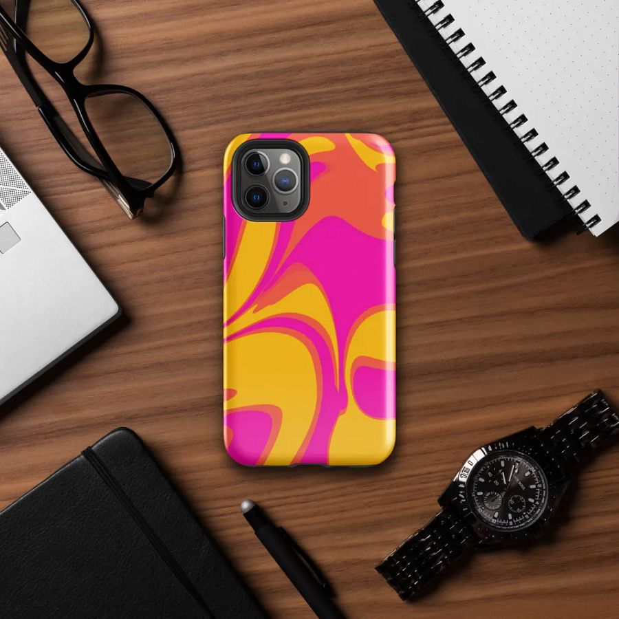 Pink and Yellow Psychedelic Swirls iPhone® Tough Case product image (32)
