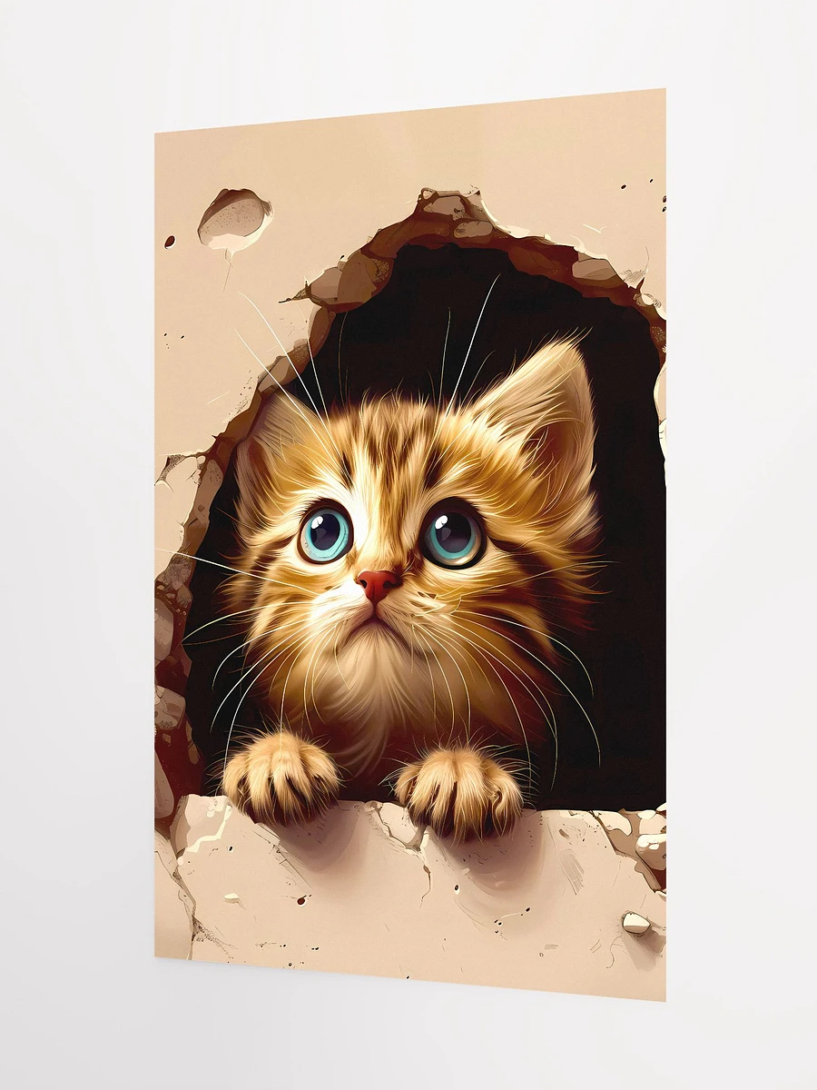 Curiosity Unfurled: Adorable Kitten Peering Through Mischief's Window Matte Poster product image (5)