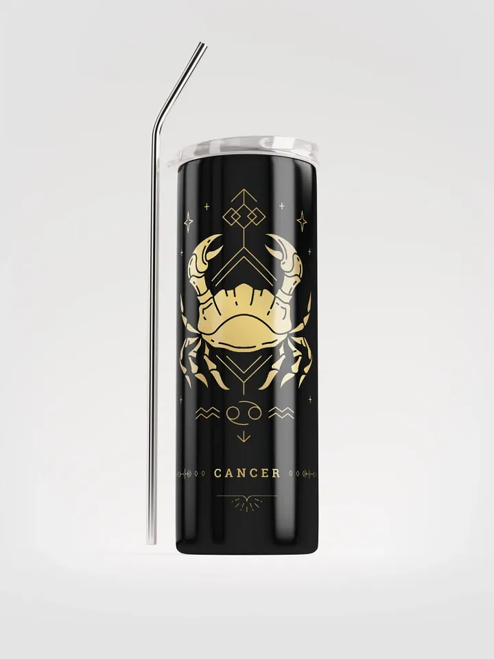 Golden Celestial Cancer Zodiac Stainless Steel Tumbler: Embrace Cosmic Elegance! ♋✨ product image (1)