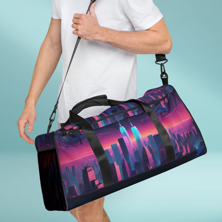 Vaporwave New York City All Over Print Duffel Bag product image (2)