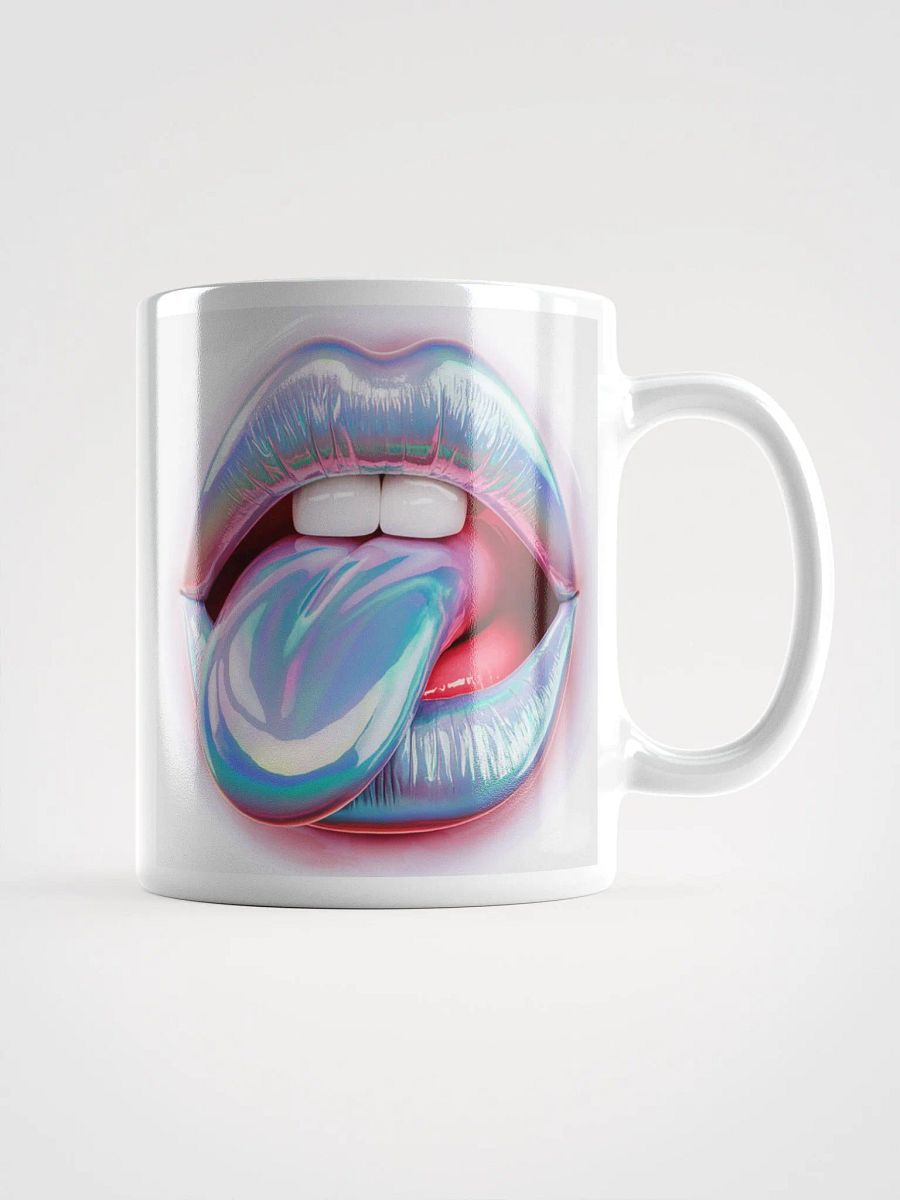 Iridescent Tongue Lips Glossy White Mug product image (1)