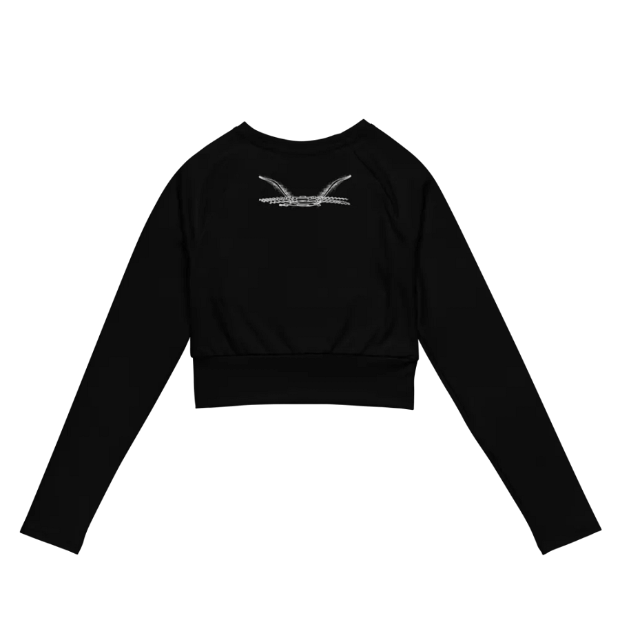 Recycled Long Sleeve Crop Top - Black - Black HApex Gear Black Logo product image (7)