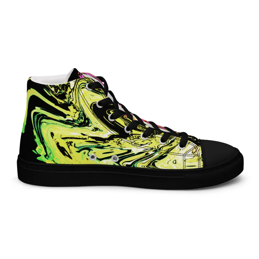 Abstract Neon Daisy Swirl Ladies High Top Canvas Shoes product image (11)