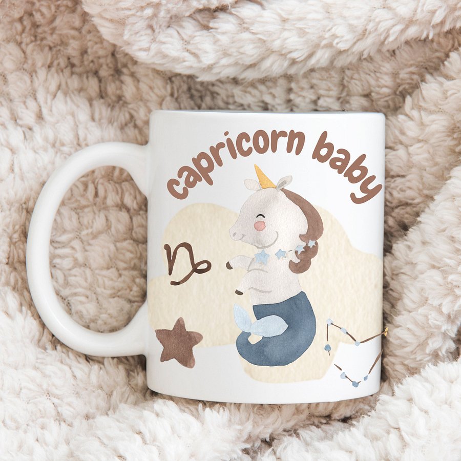 Capricorn Baby December 22 – January 19 WHITE GLOSSY MUG Baby Gift, New Mom Gift, Fun Astrology Gift product image (1)