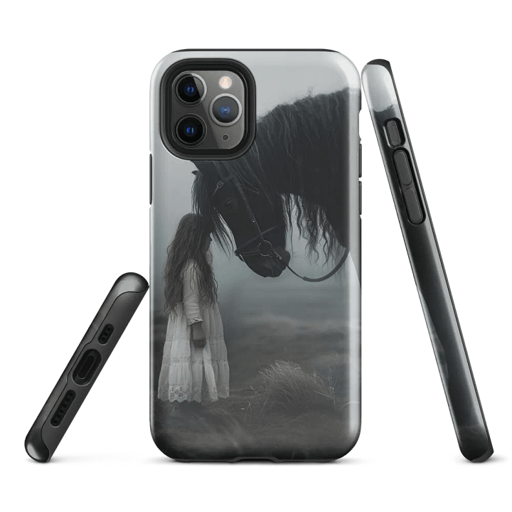 Dreamy black Horse with a girl iPhone® Tough Case product image (3)