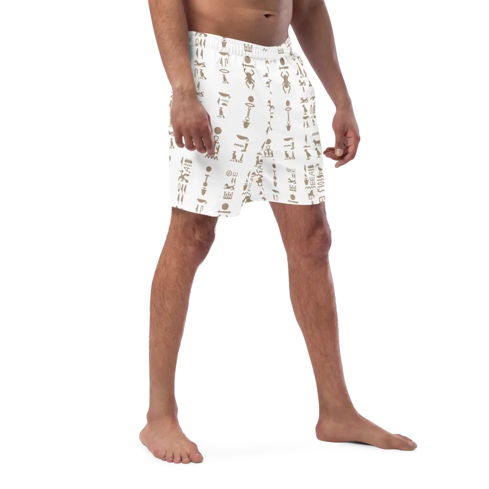 Isis White Hieroglyphs Detail All-Over Swim Trunks product image (3)