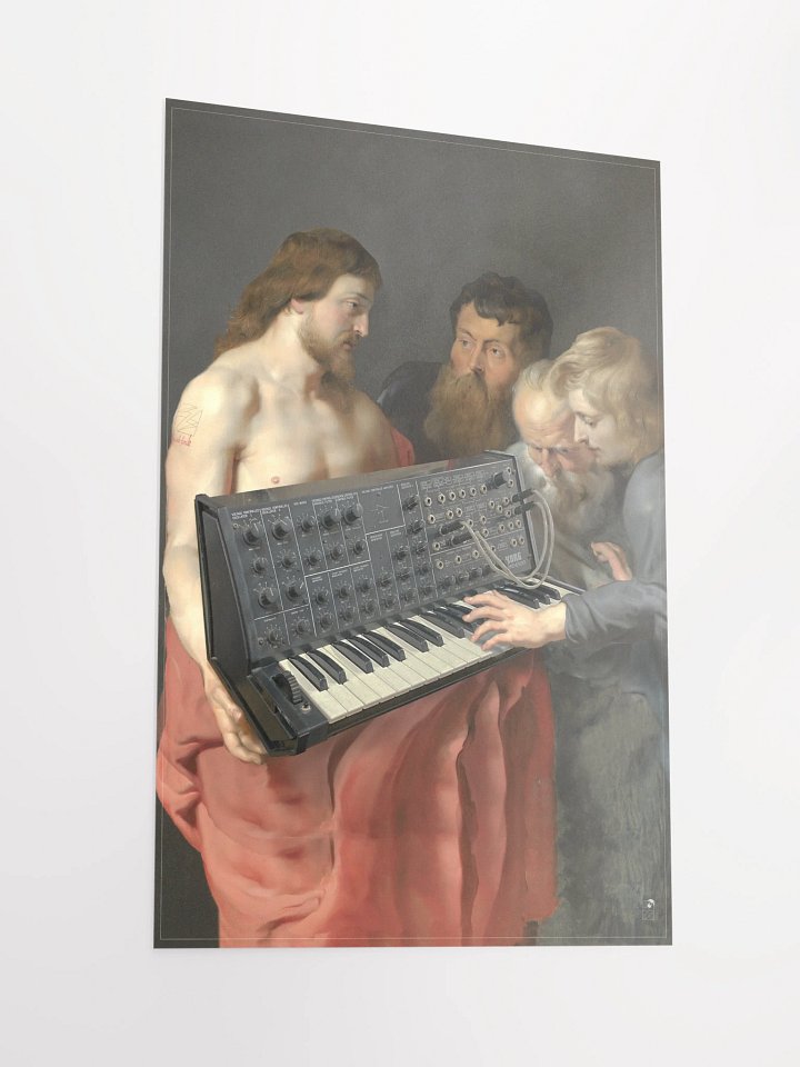He died for our synths, by Frank Fonik (Japanese Korg MS 20), Techno EDM Matte Paper Poster product image (1)