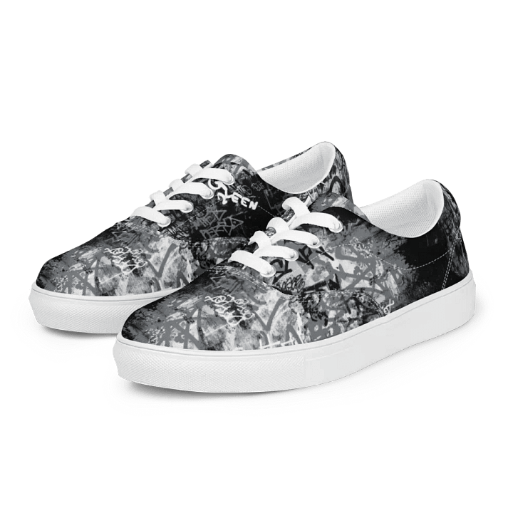 Black and White Graffiti | Women's Lace-Up Canvas Shoes product image (2)