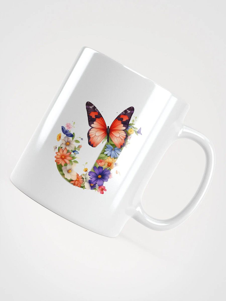Letter J Monogram Floral Fantasy White Glossy Mug product image (12)