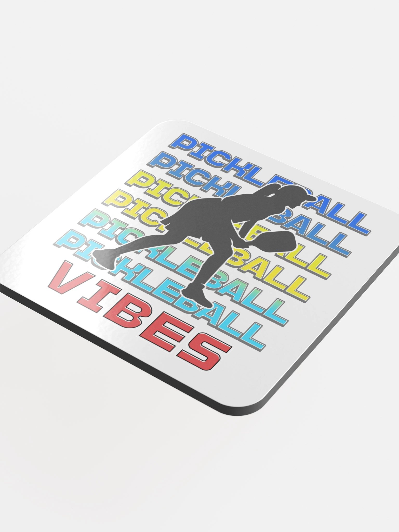 Pickleball Vibes Line Female Vibrant Coaster Set product image (1)