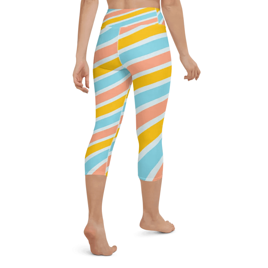 Cheerful Sorbet Stripes All-Over Print Capri Leggings product image (5)