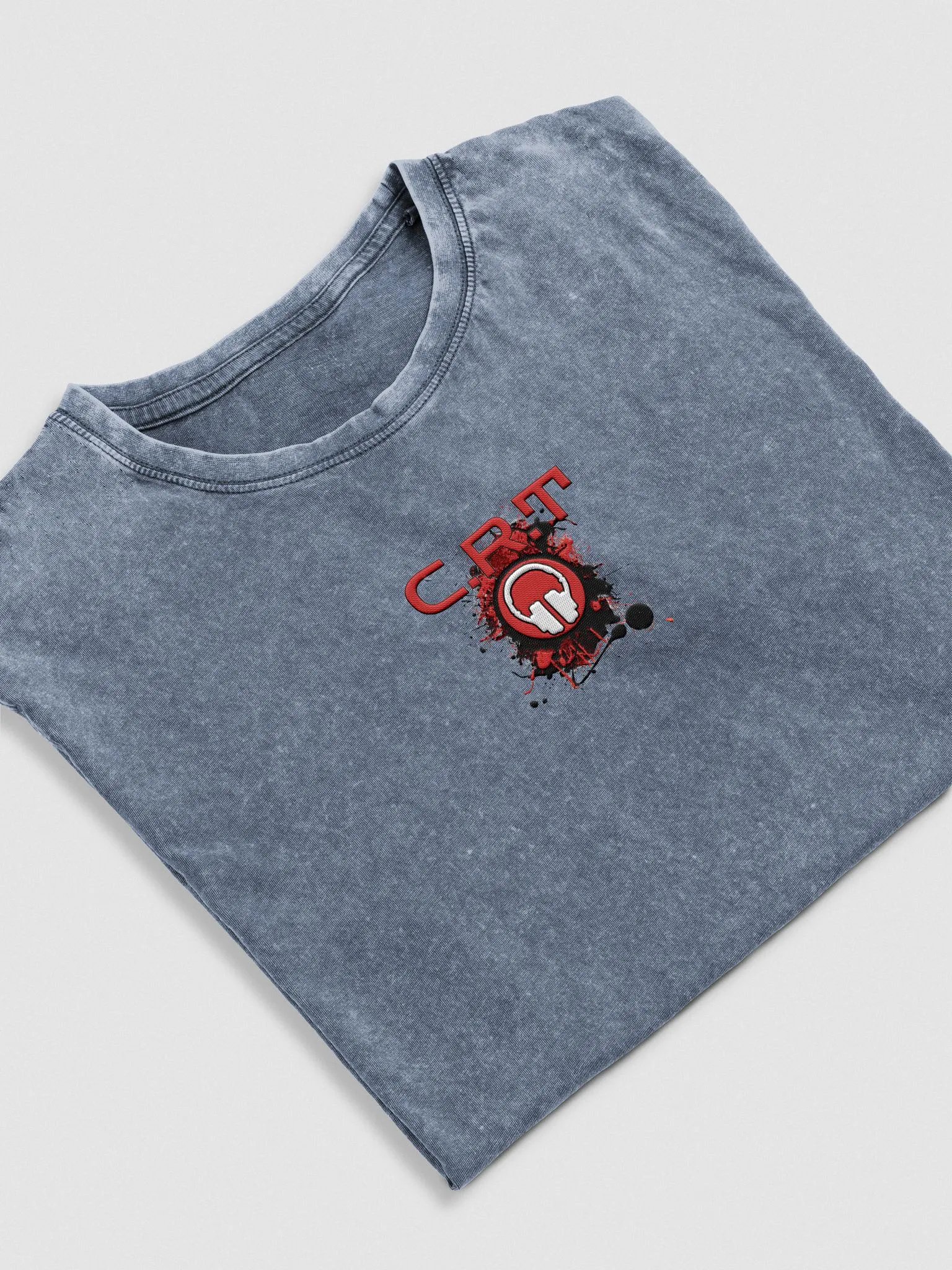 Front & Centre CRT Paint Splatter Headphones Embroidered Husky Denim T-Shirt product image (3)