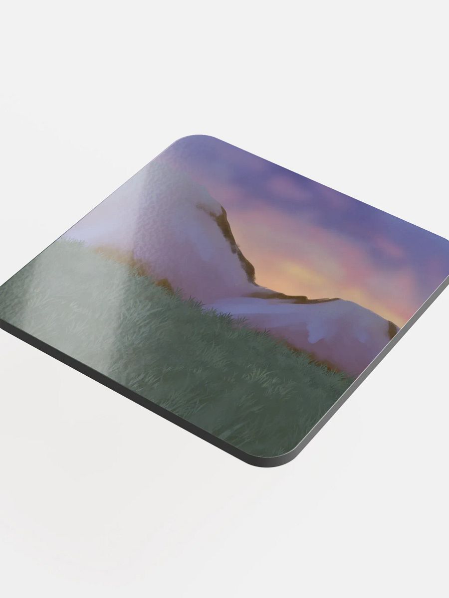 Art Fight 2023: "Mountains at Dusk" Glossed Cork Coaster product image (2)