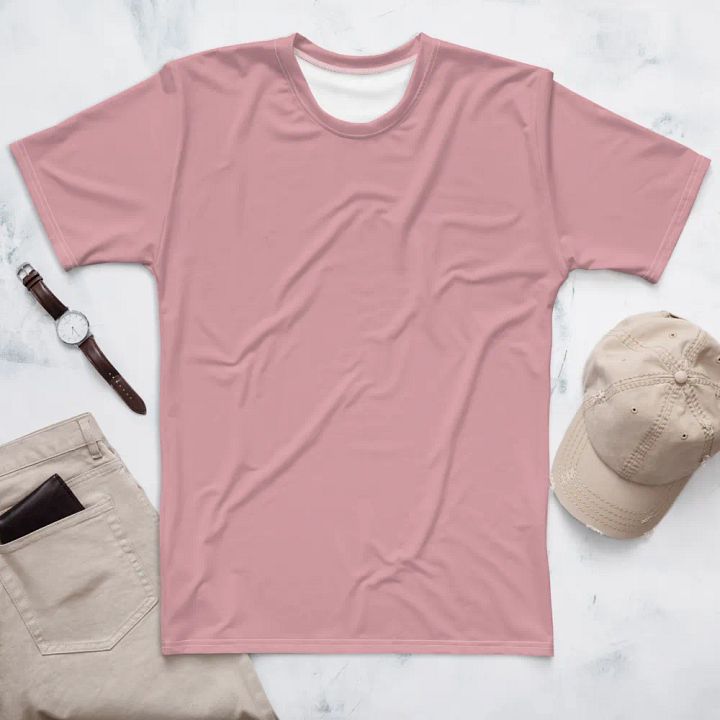 Plain Dusty Light Pink Soft Summer Men's Crewneck Polyester Heavyweight Premium T-Shirt by Treasure Pie product image (1)