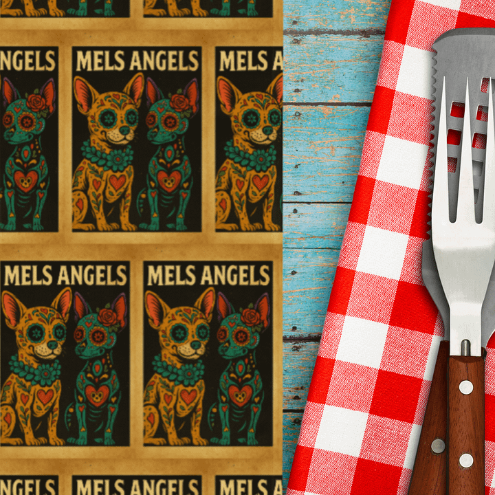 Mel’s Angels “Rebel Chihuahuas” Table Runner – Vintage Dog Lover Home Décor, Punk Rock Dining Accent product image (1)