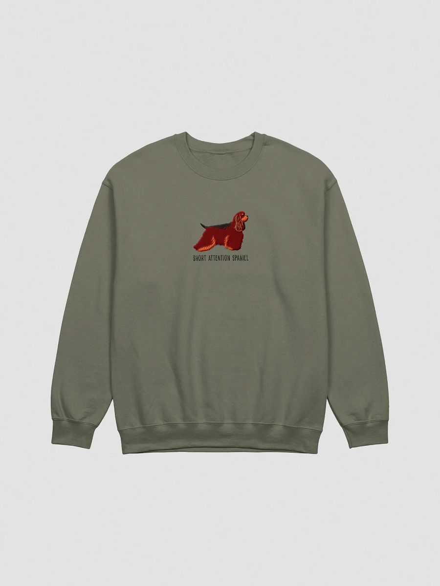 Short Attention Spaniel Sweatshirt (Embroidered) of an American Cocker Spaniel(Liver & Tan) product image (1)