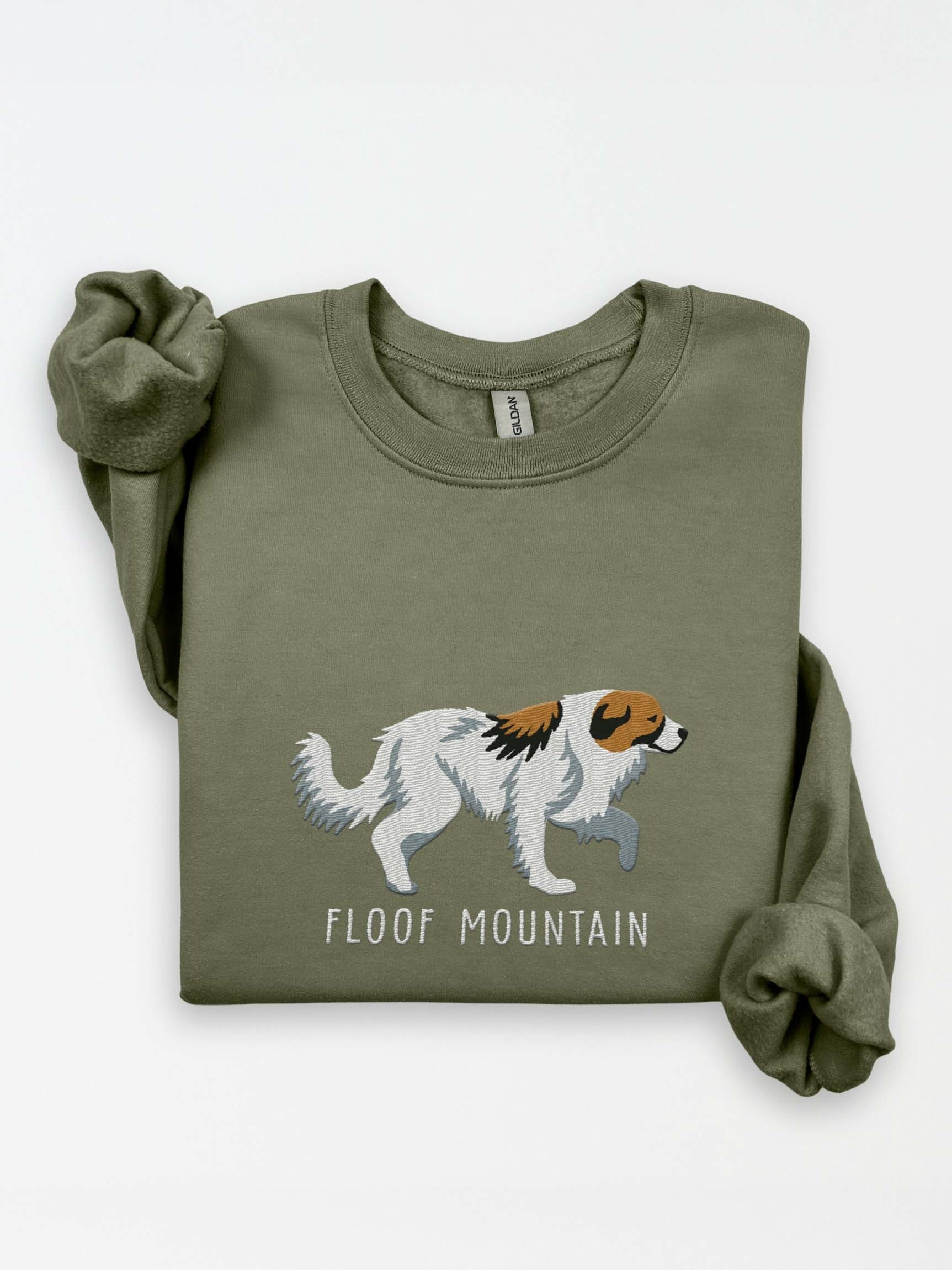 Floof Mountain Sweatshirt (Embroidered) of a Great Pyrenees(Brown & White) product image (1)