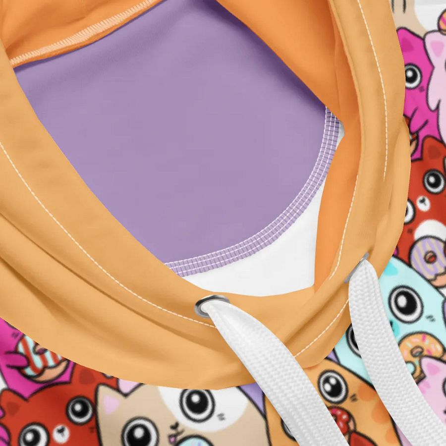 Colorful Doughnut Loving Cat Faces All-Over Print Hoodie product image (12)