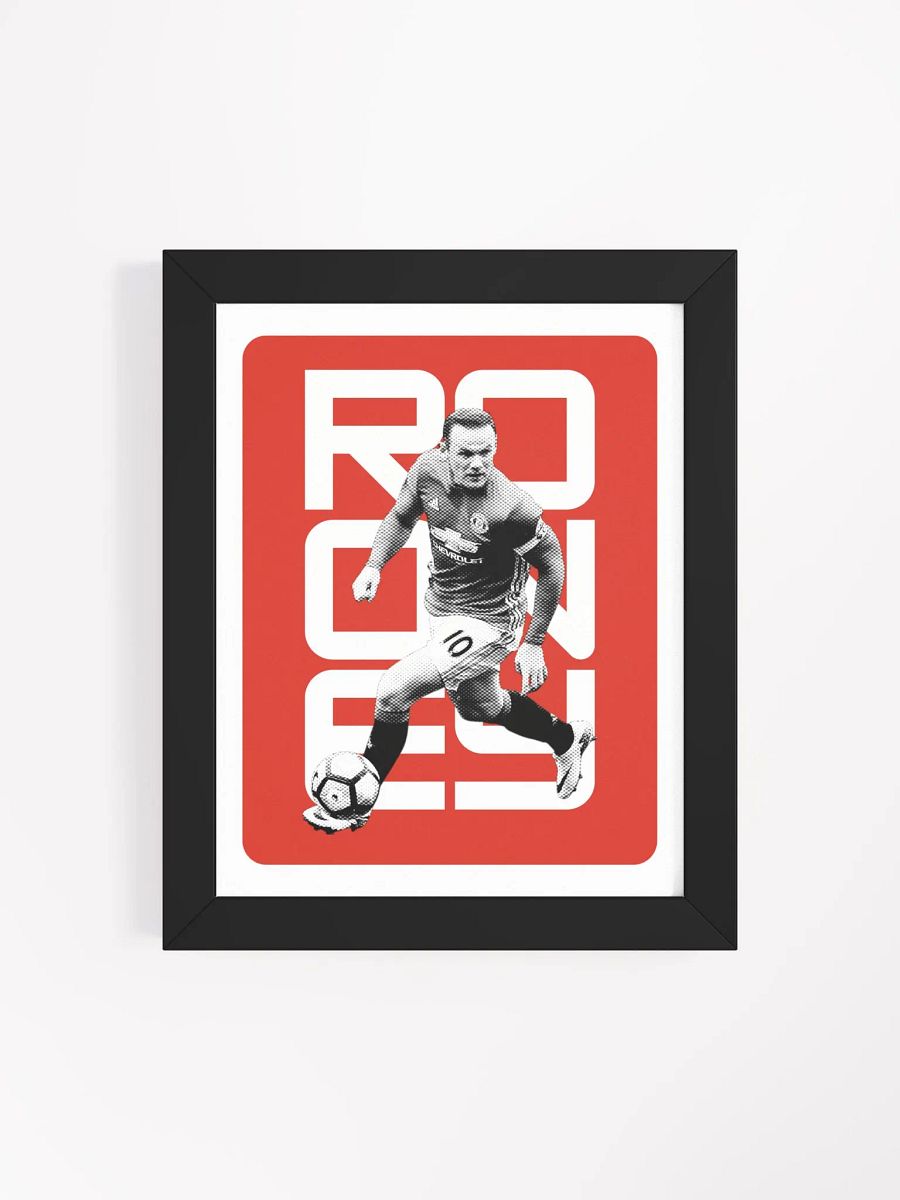 Wayne Rooney BW Manchester United Name Art Framed Print product image (1)