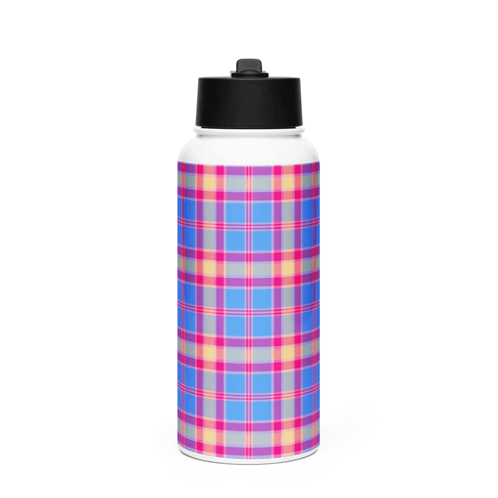Blue, Hot Pink, and Yellow Plaid Water Bottle product image (4)