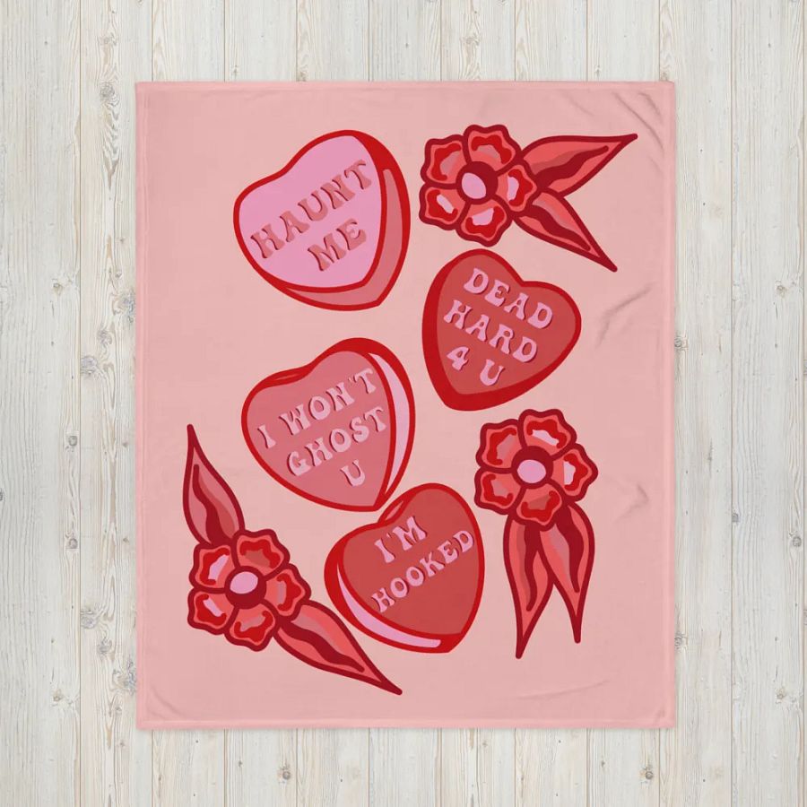 Candy Hearts Throw Blanket product image (4)