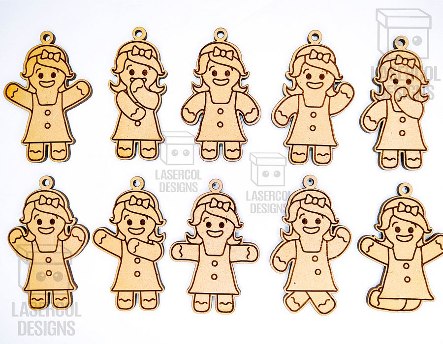 Gingerbread Cookies Christmas Ornaments Set 2 - Laser Cut Files product image (8)