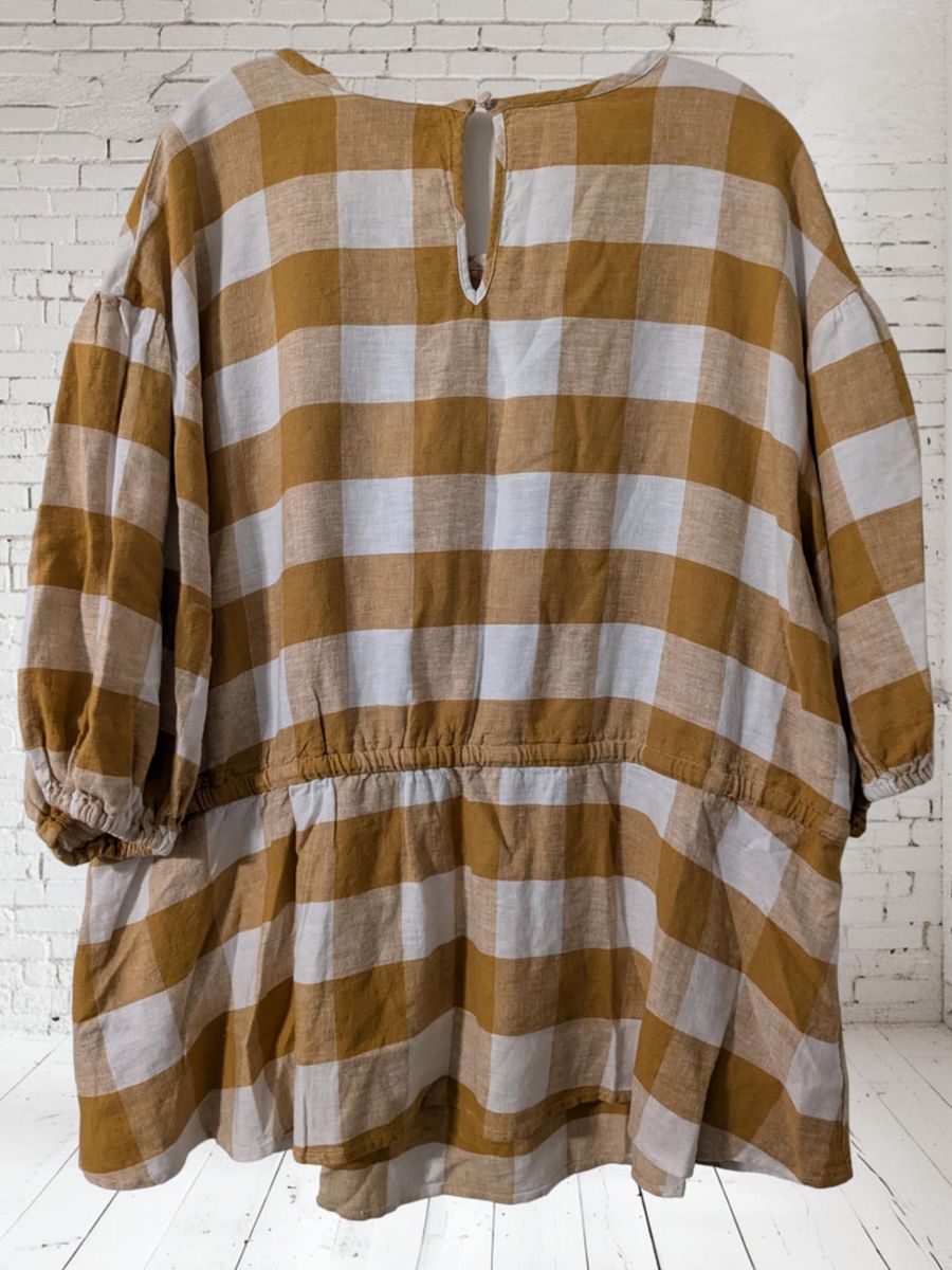 2X Yellow and White Buffalo Check Top (3/4 length sleeve) product image (2)