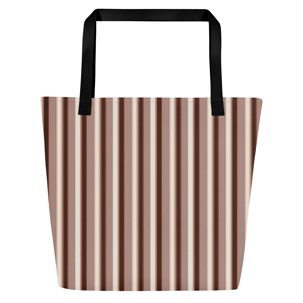 Autumn Stencil Stripes Fall Pattern – All-Over Print Large Tote Bag with Pocket product image (1)