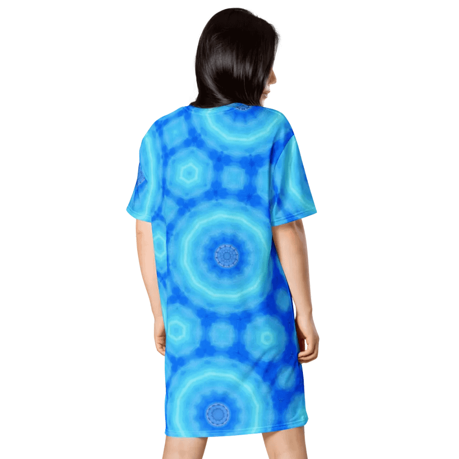 Abstract Circular Pattern in Blues Ladies T Shirt Dress product image (4)