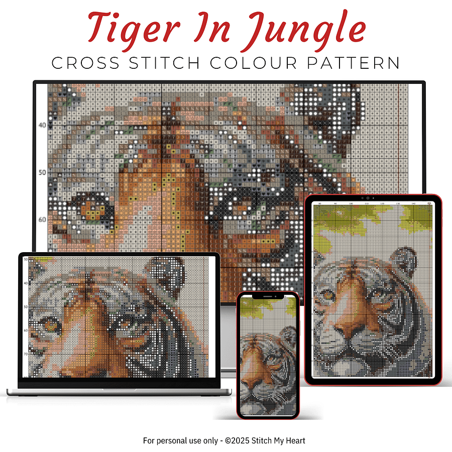 Tiger in the Jungle Cross Stitch Pattern product image (3)