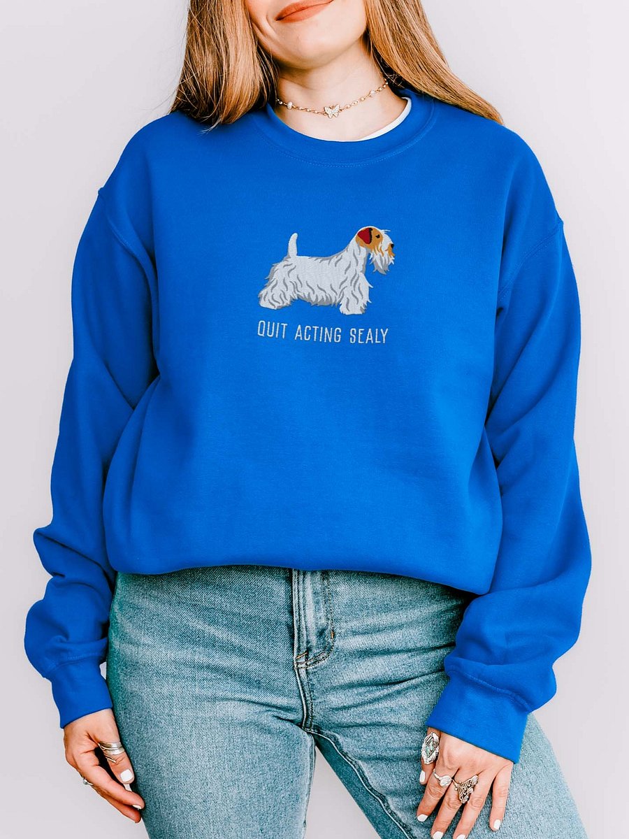 Quit Acting Sealy Sweatshirt (Embroidered) of a Sealyham Terrier(Brown & White) product image (2)