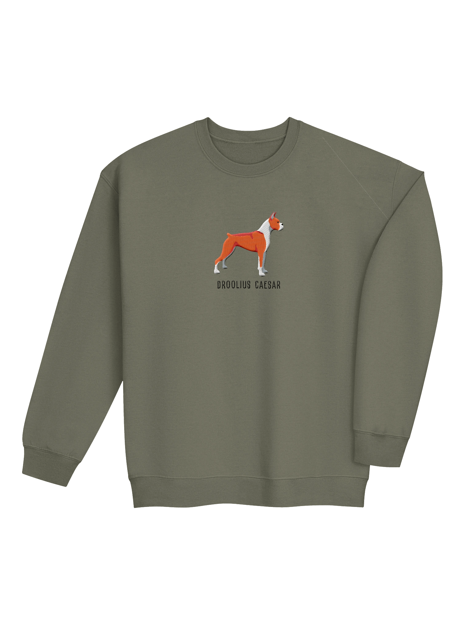 Droolius Caesar Sweatshirt (Embroidered) of a Boxer(Red & White, Cropped Ears) product image (8)