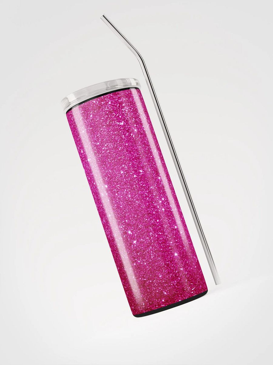 Sparkle in Style with our Glitter Pink Stainless Steel Tumbler | Eco-Friendly 20oz Travel Mug with Reusable Straw product image (3)