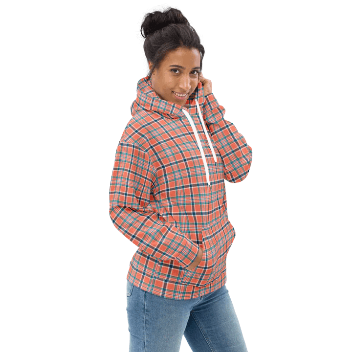 Orange Coral and Blue Plaid Hoodie product image (1)