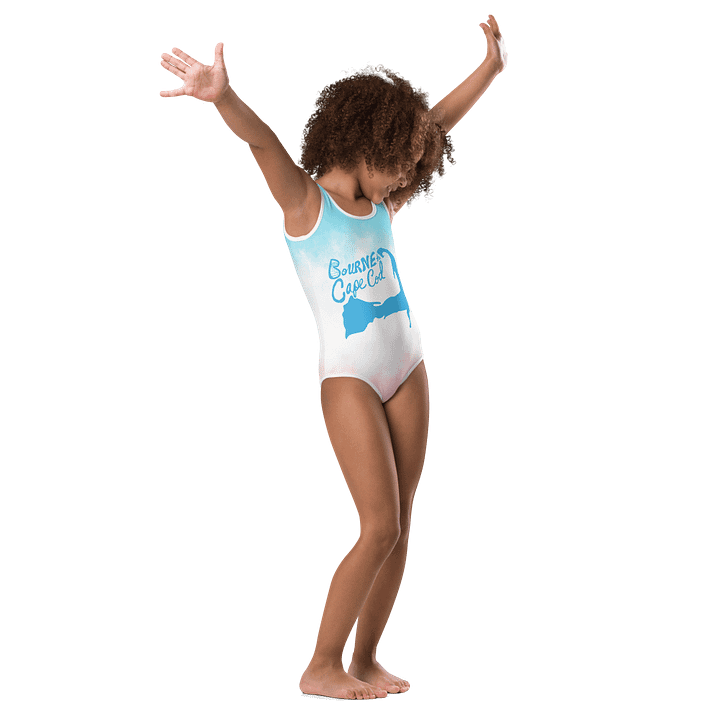Girls' One-Piece Swimsuit | BOURNE to Cape Cod™ Front Logo | Coastal Kids Swimwear | Bright & Durable Summer Swimsuit product image (1)