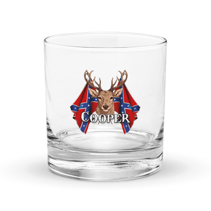 "Cooper" Last Name Rebel Redneck Deer - Rocks Glass product image (1)